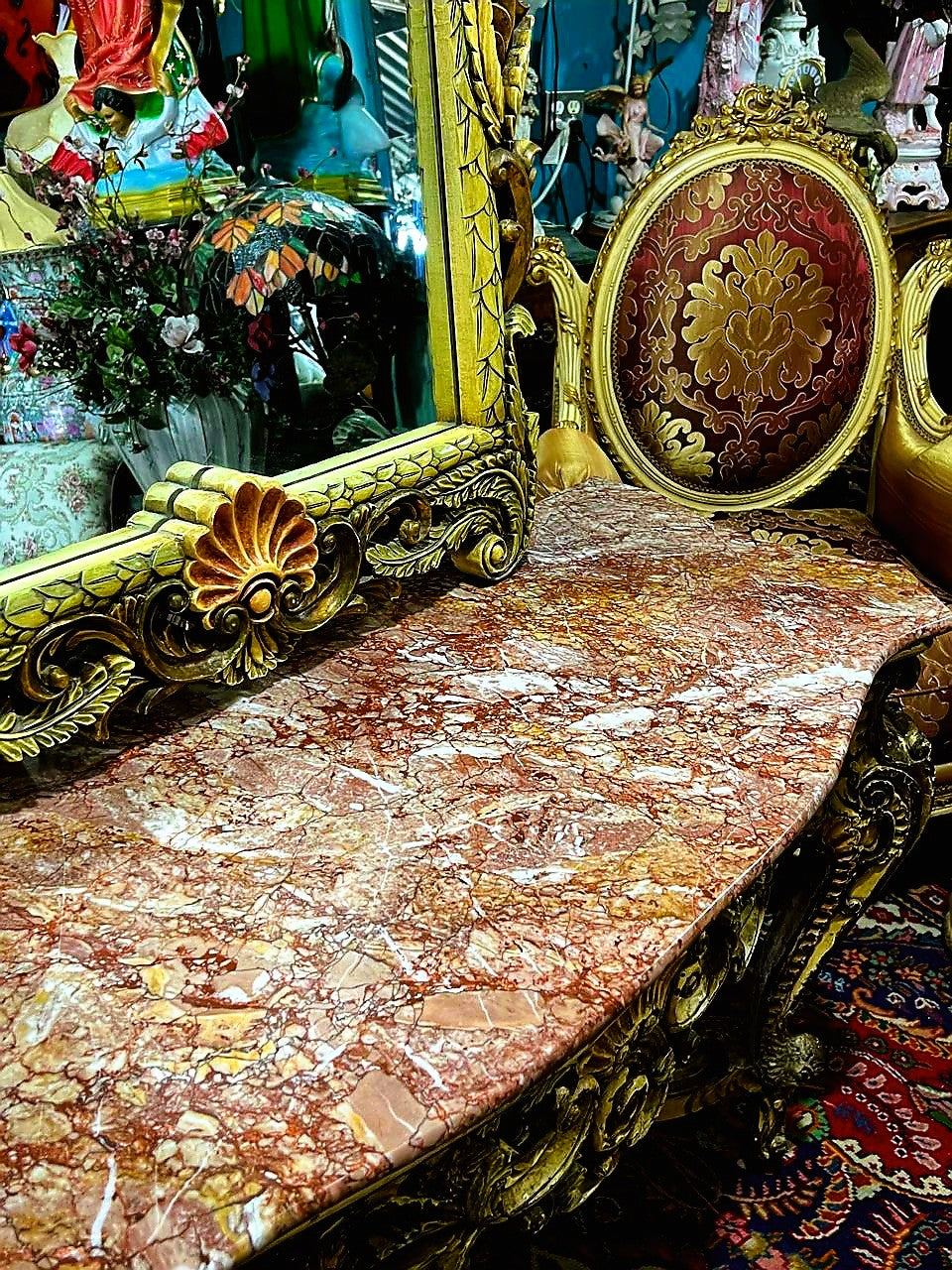 ✨Consola Antigua con Espejo Tallado a Mano Exquisita y Elegante ✨