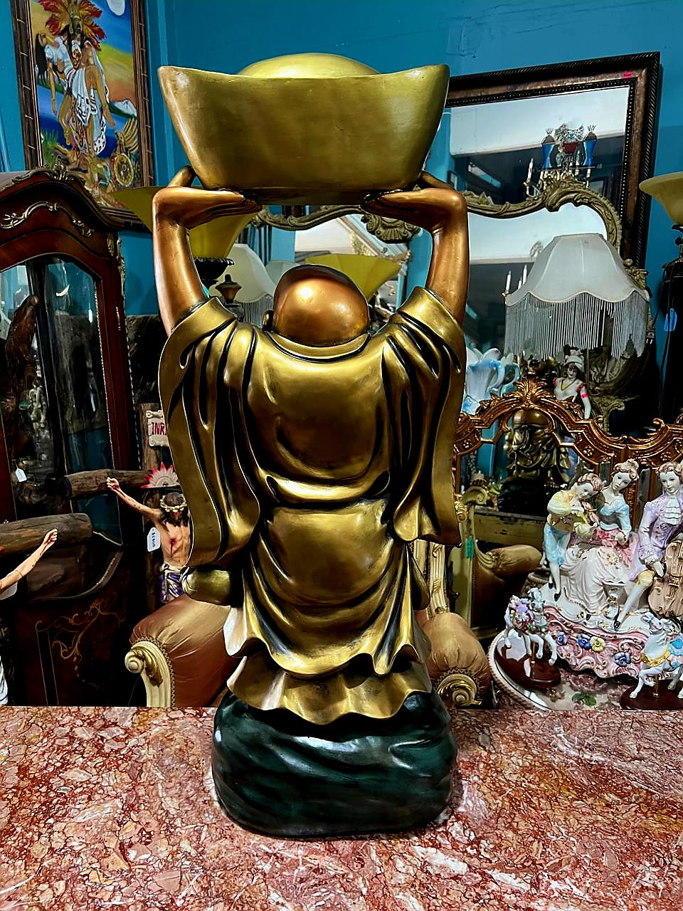 🇨🇳🎎 🐉🕉️Escultura de Buda Fengshui Riendo en Porcelana Ruda 🕉️🐉🎎🇨🇳
