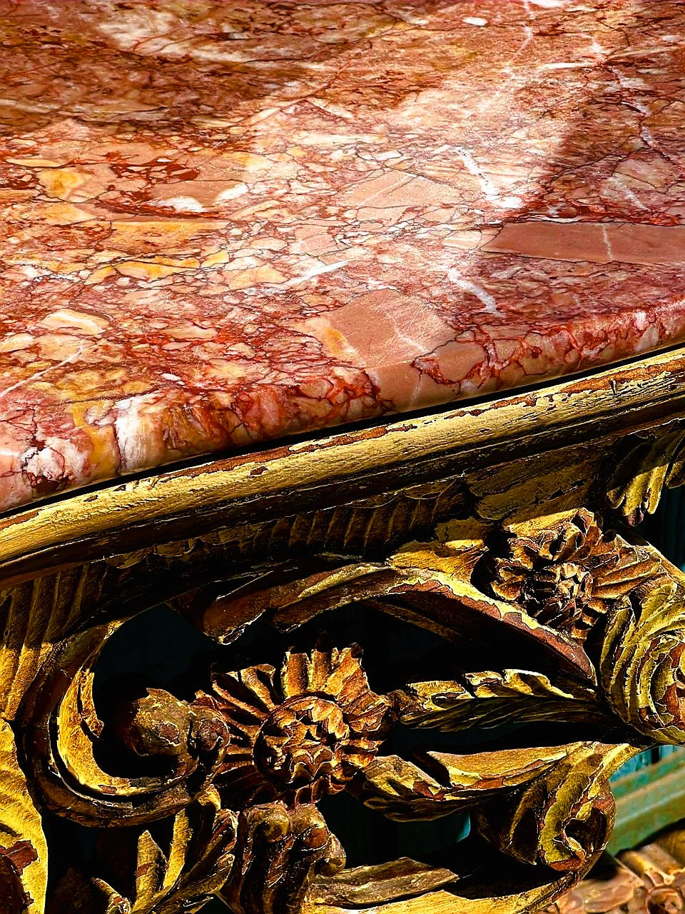 ✨Consola Antigua con Espejo Tallado a Mano Exquisita y Elegante ✨