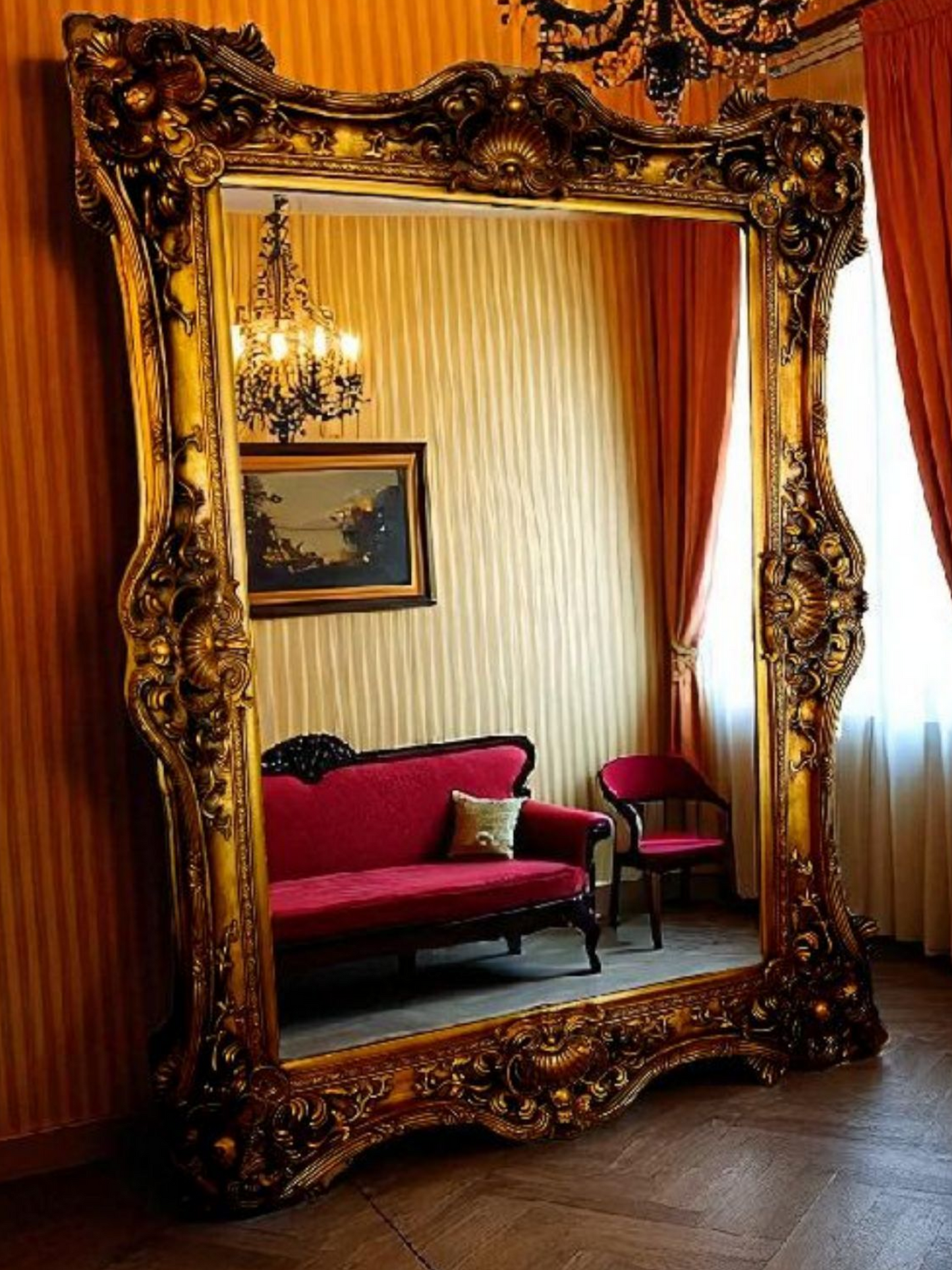 🪞 Espejo Grande Italiano Antiguo, Estilo Venenciano🪞
