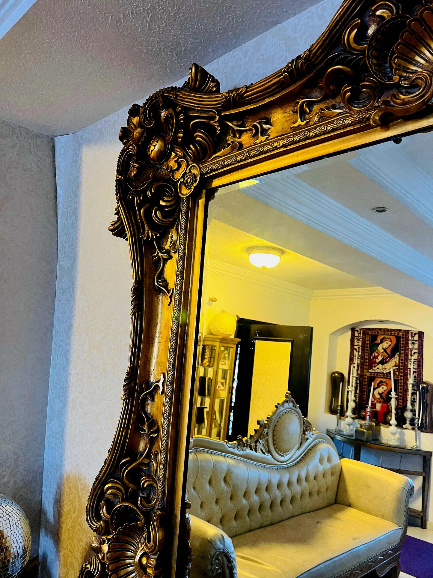 🪞 Espejo Grande Italiano Antiguo, Estilo Venenciano🪞