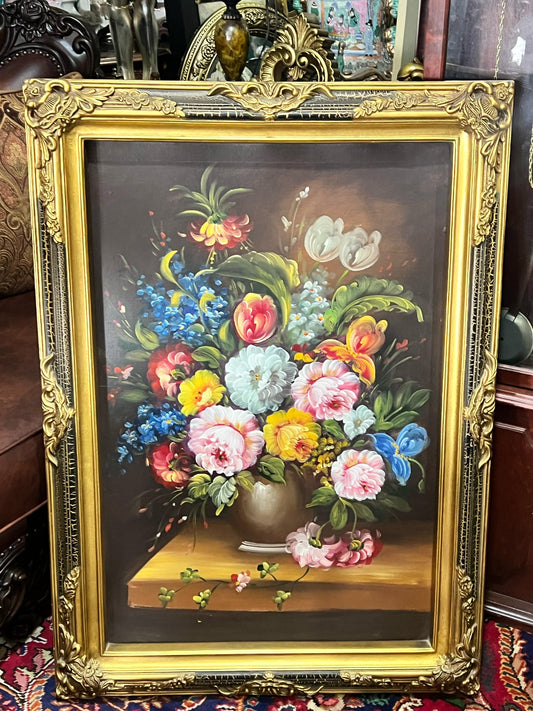 🎨✨ Cuadro de flores pintado al oleo en madera ✨🎨