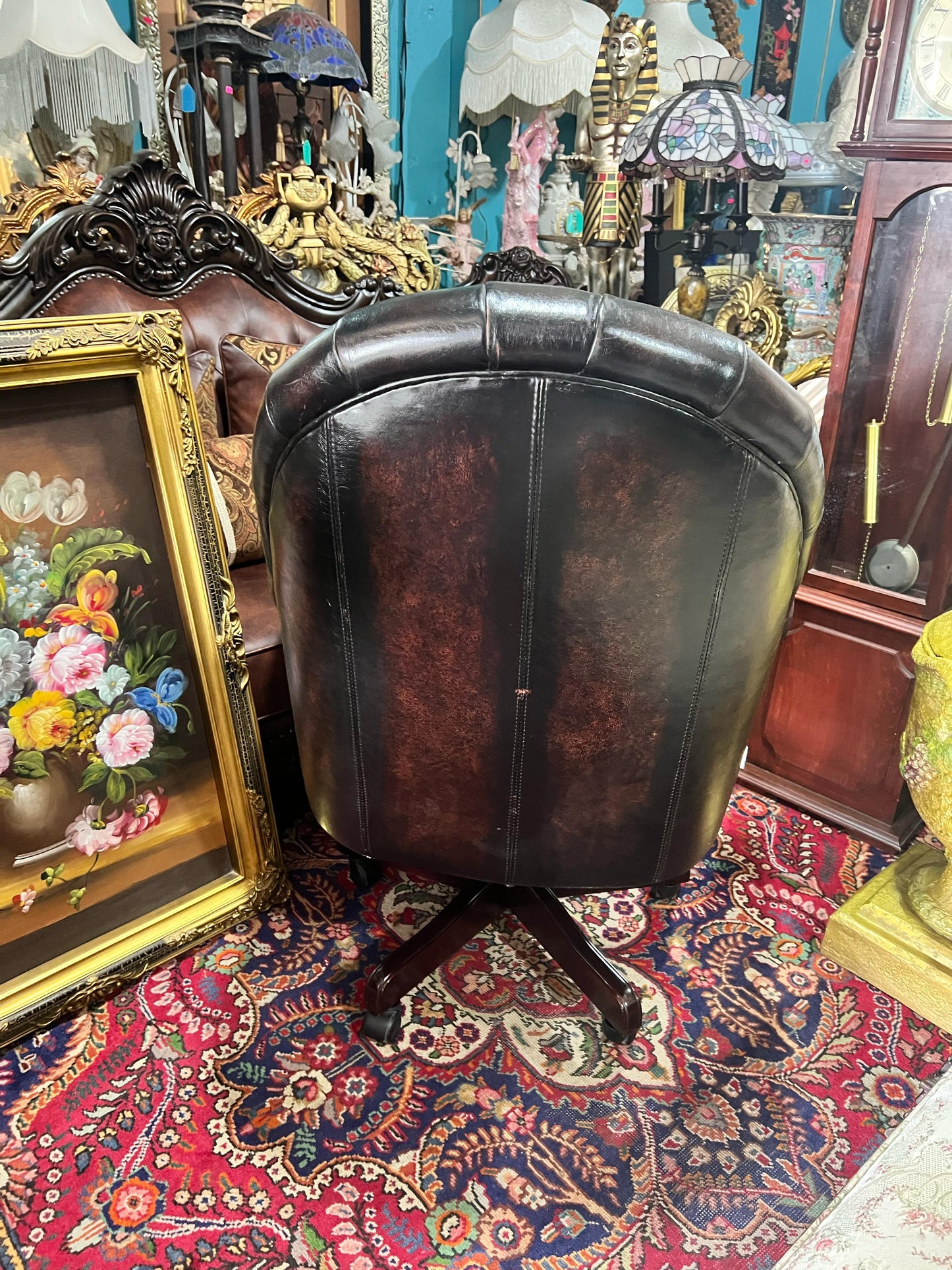 π Antique Leather Swivel Desk Chair - "GrandFather Chair" π