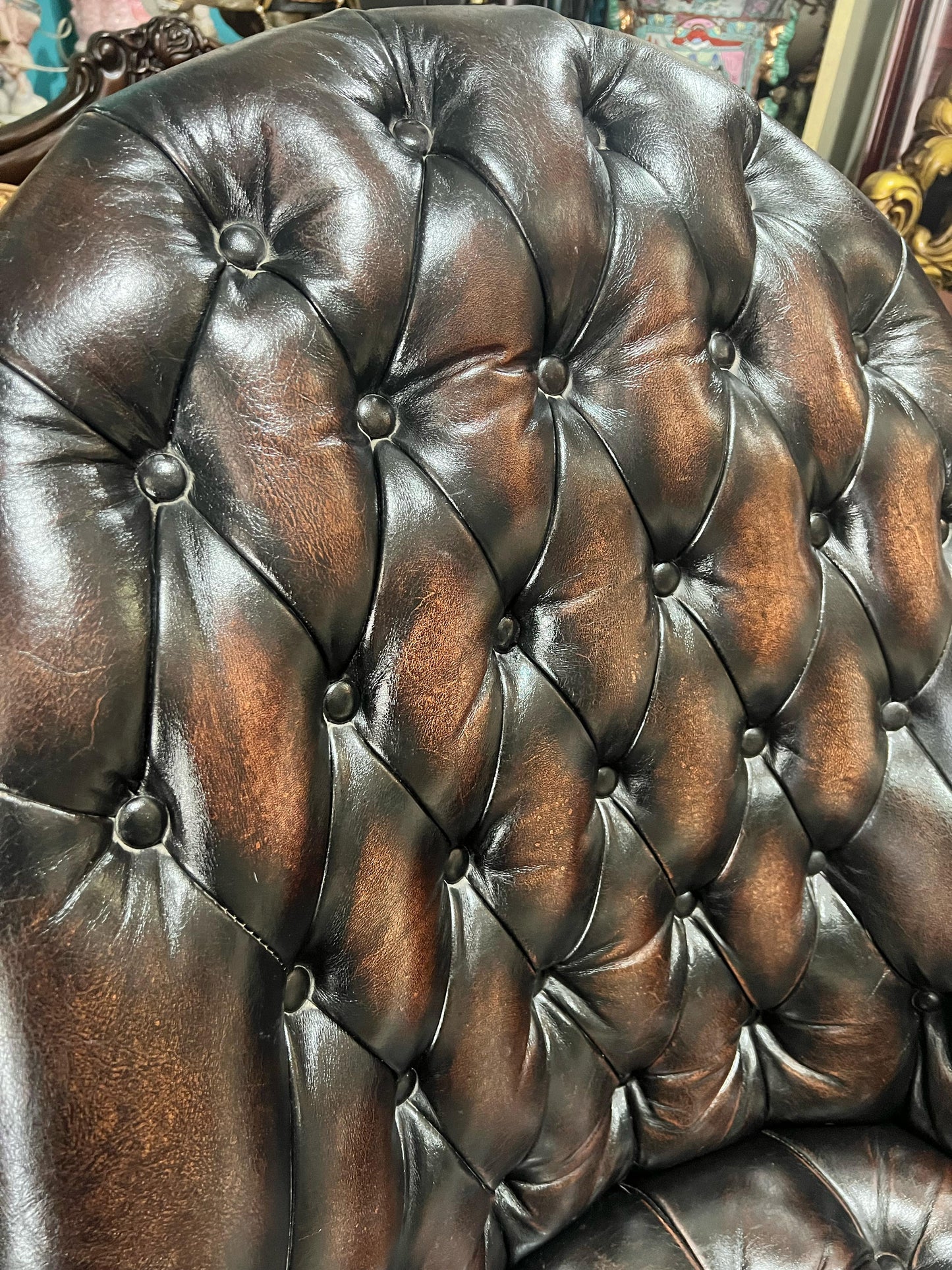 π Antique Leather Swivel Desk Chair - "GrandFather Chair" π