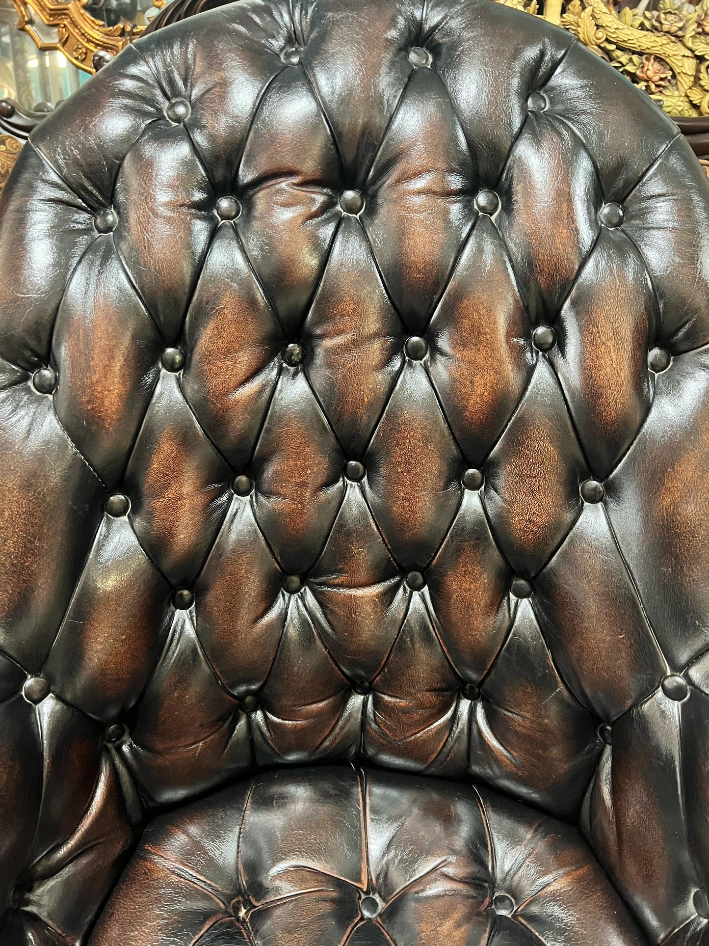 π Antique Leather Swivel Desk Chair - "GrandFather Chair" π