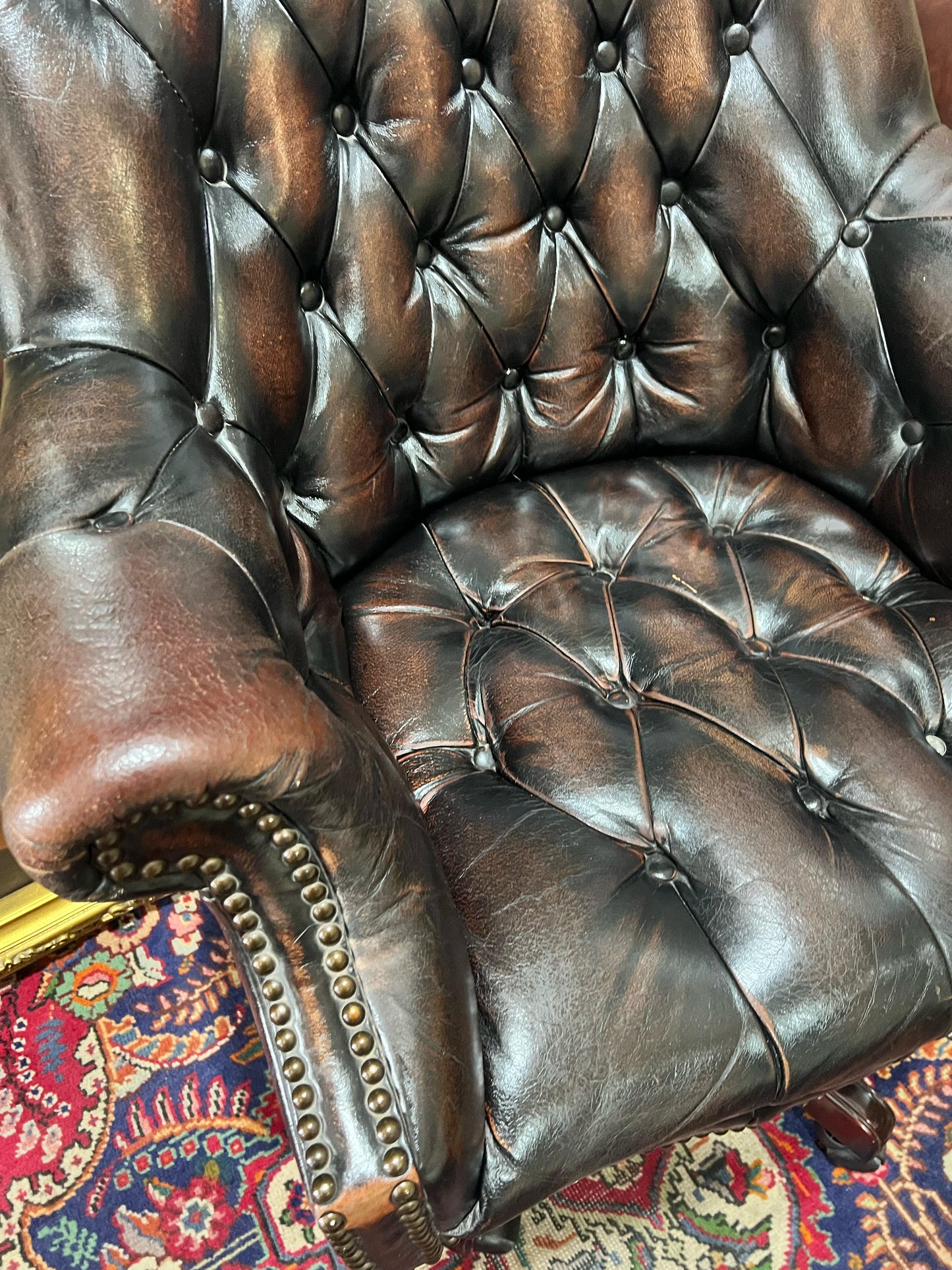 π Antique Leather Swivel Desk Chair - "GrandFather Chair" π