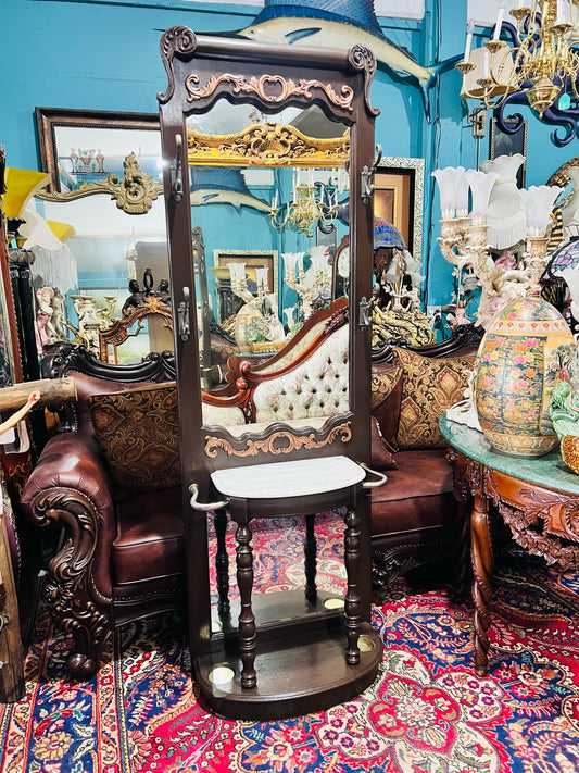 🪞Perchero de Madera con Cubierta de Marmol🪞