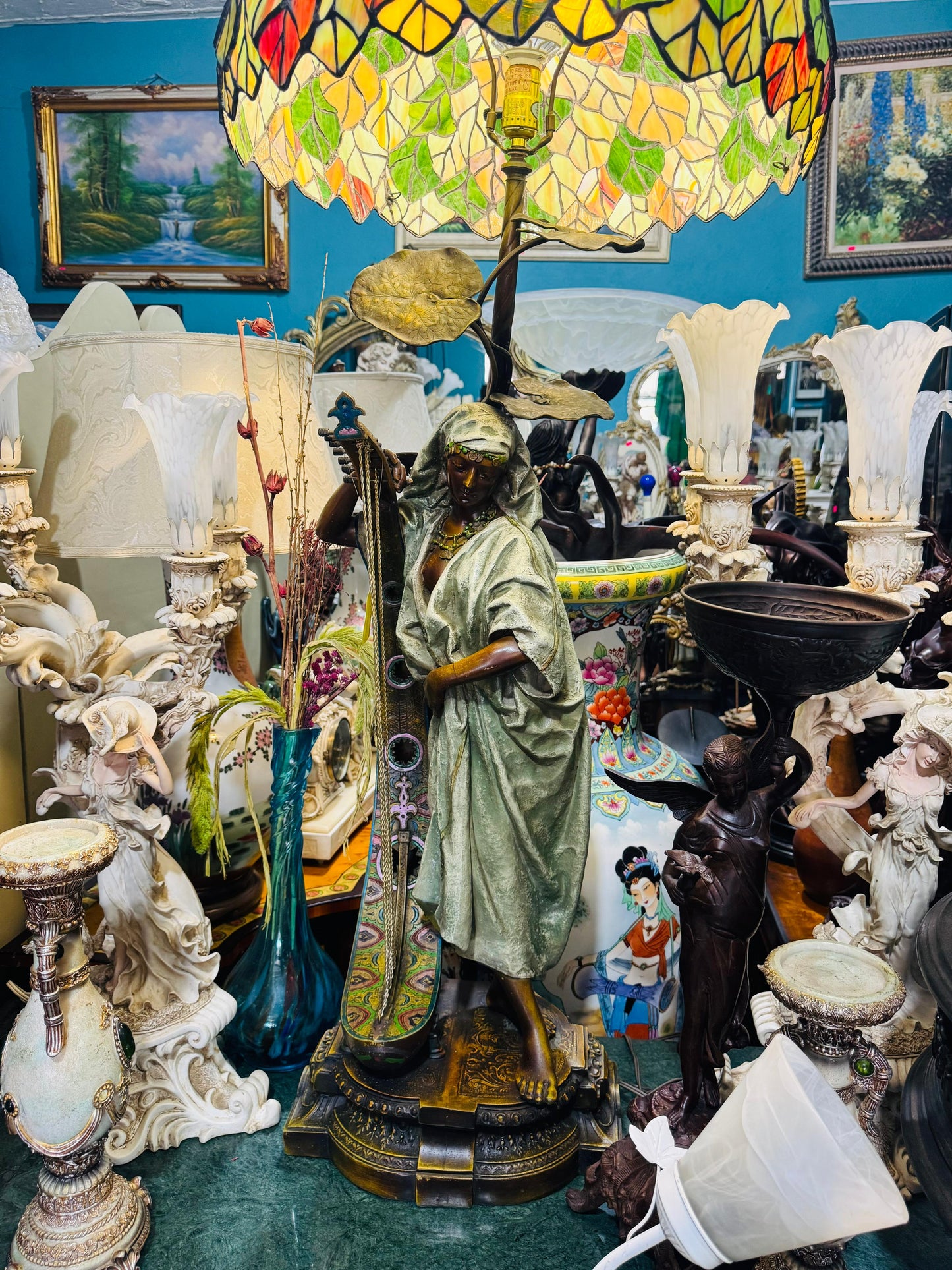 🔱Bronze Sculpture "Jeune Harpiste Arabique" by Louis Hottot - A Masterpiece for Sale🔱
