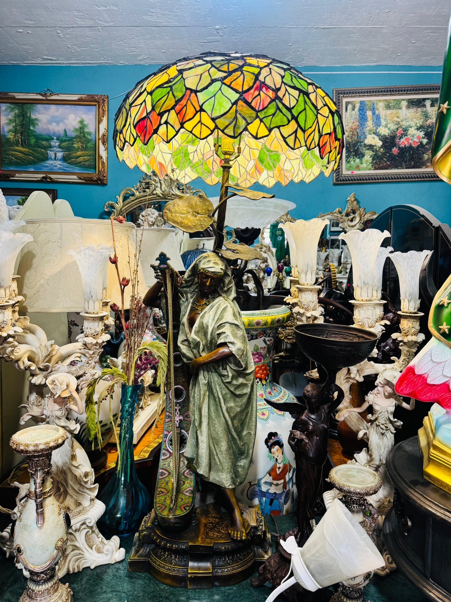 🔱Bronze Sculpture "Jeune Harpiste Arabique" by Louis Hottot - A Masterpiece for Sale🔱