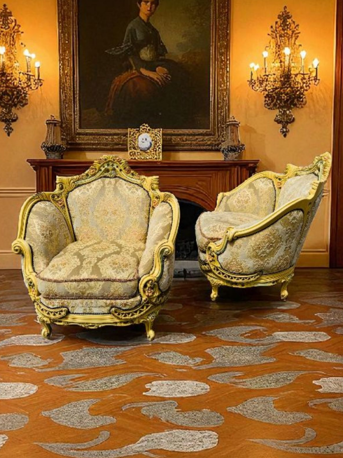 🎩 Conjunto de Recibidor Rococó Italiano – 3 Piezas de Distinción y Arte 🏛️