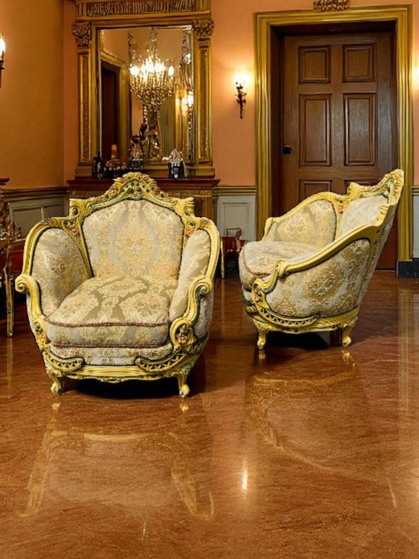 🎩 Conjunto de Recibidor Rococó Italiano – 3 Piezas de Distinción y Arte 🏛️