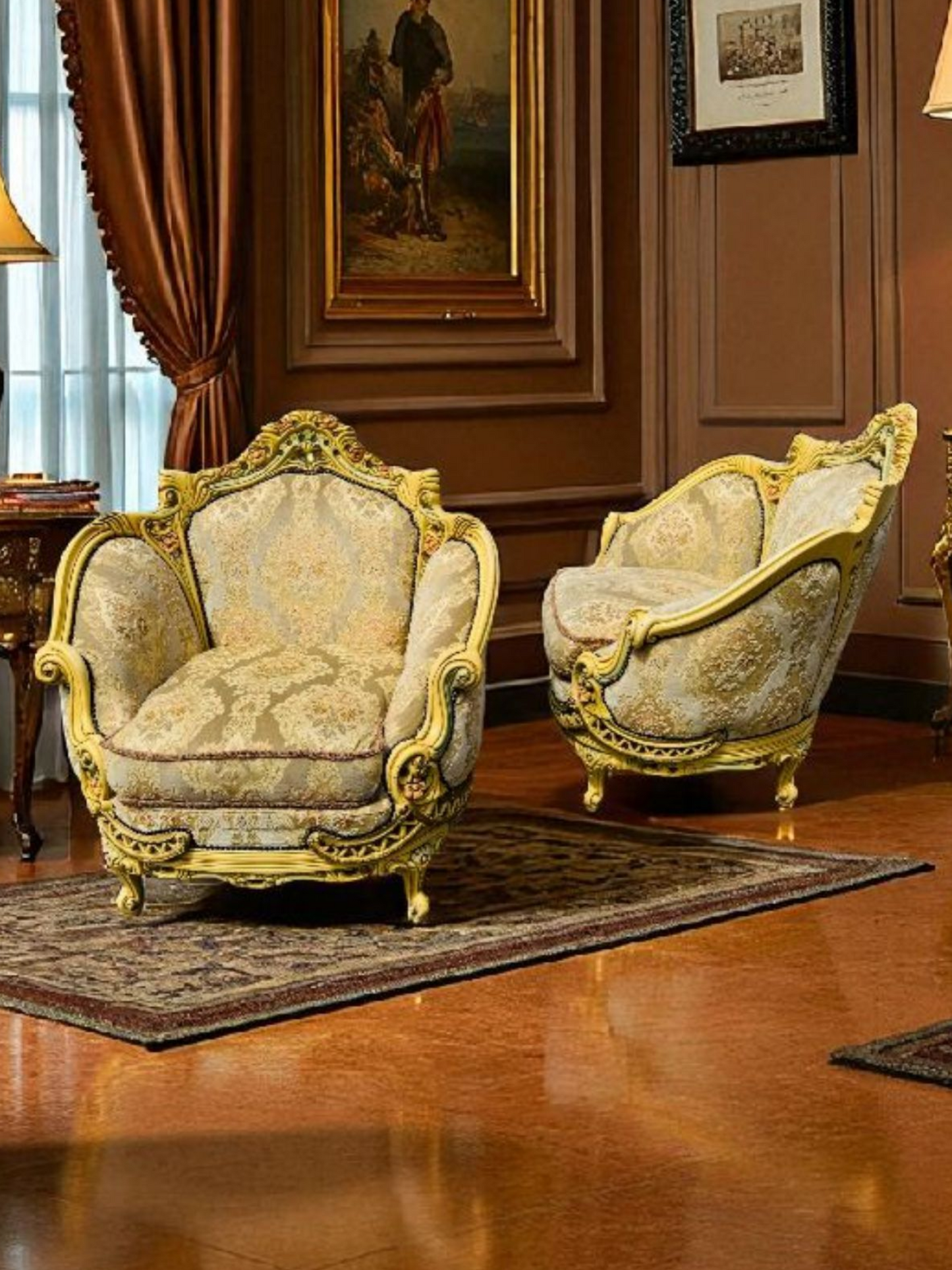 🎩 Conjunto de Recibidor Rococó Italiano – 3 Piezas de Distinción y Arte 🏛️
