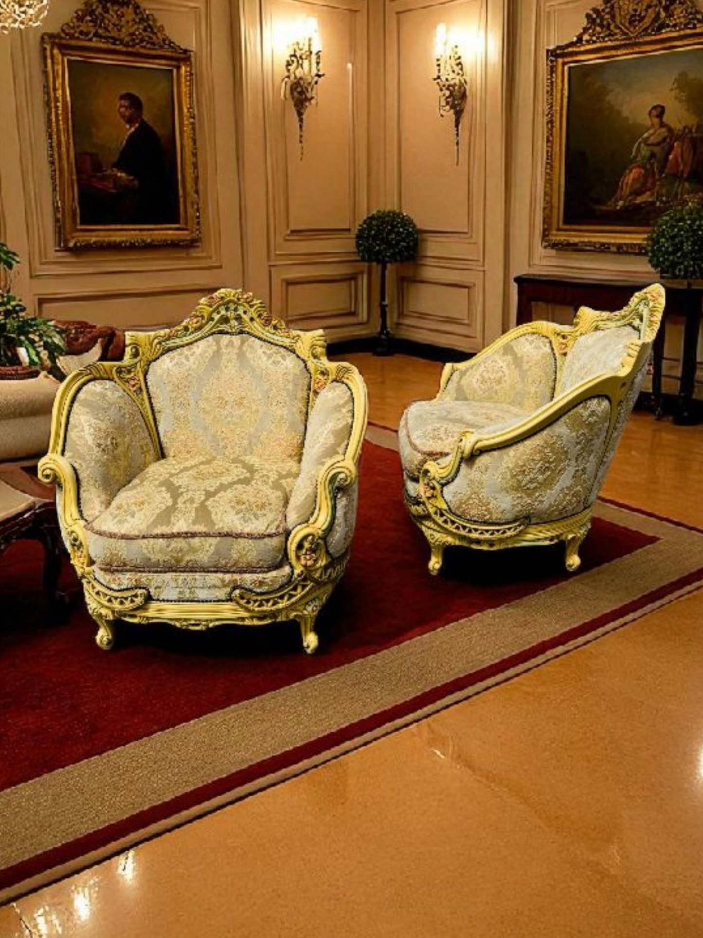 🎩 Conjunto de Recibidor Rococó Italiano – 3 Piezas de Distinción y Arte 🏛️