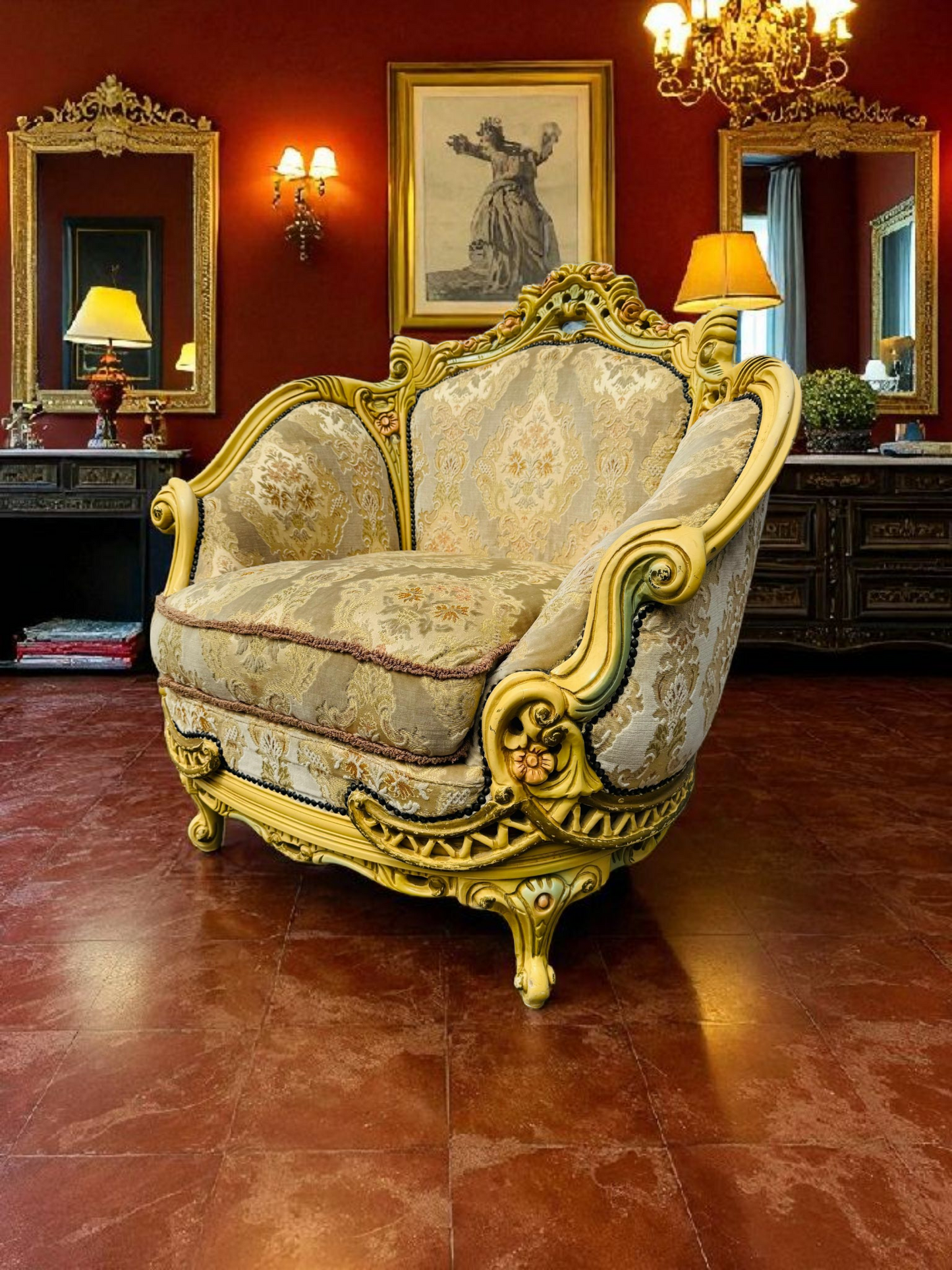 🎩 Conjunto de Recibidor Rococó Italiano – 3 Piezas de Distinción y Arte 🏛️