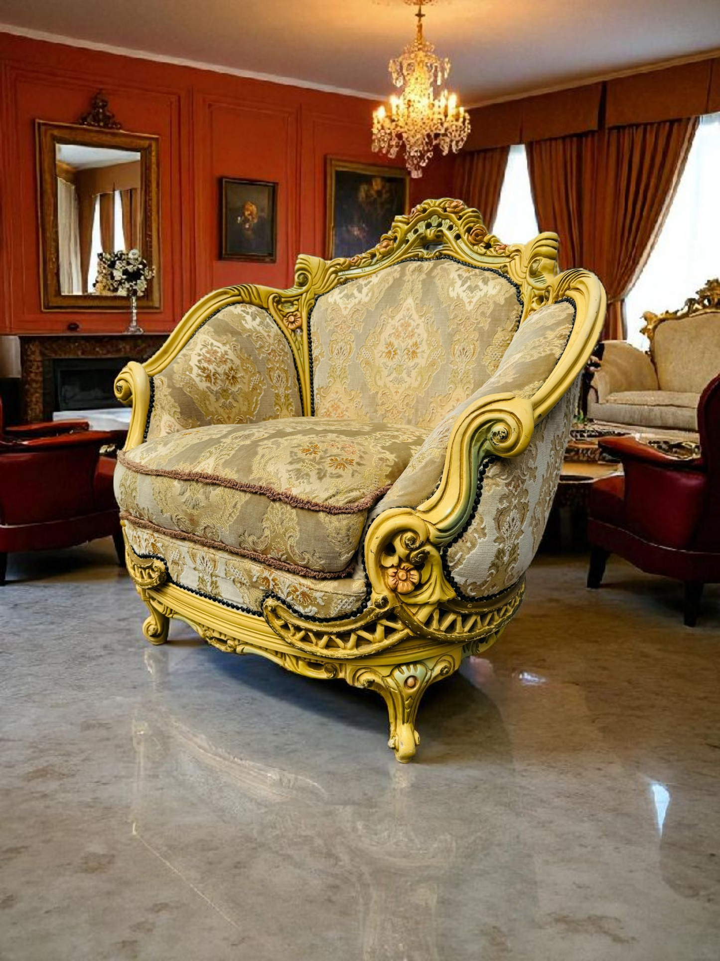🎩 Conjunto de Recibidor Rococó Italiano – 3 Piezas de Distinción y Arte 🏛️