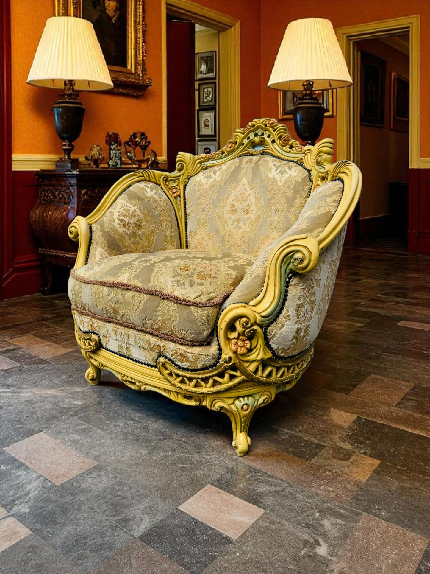 🎩 Conjunto de Recibidor Rococó Italiano – 3 Piezas de Distinción y Arte 🏛️