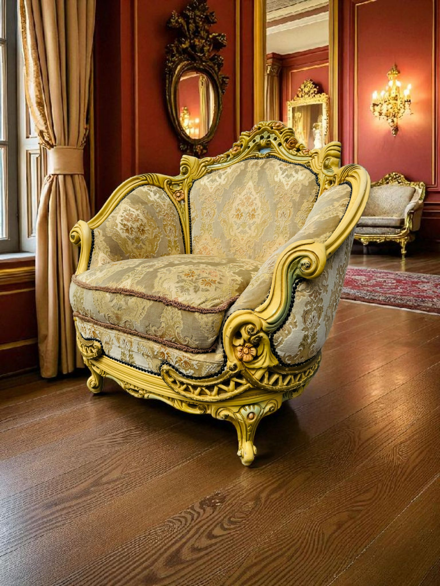 🎩 Conjunto de Recibidor Rococó Italiano – 3 Piezas de Distinción y Arte 🏛️