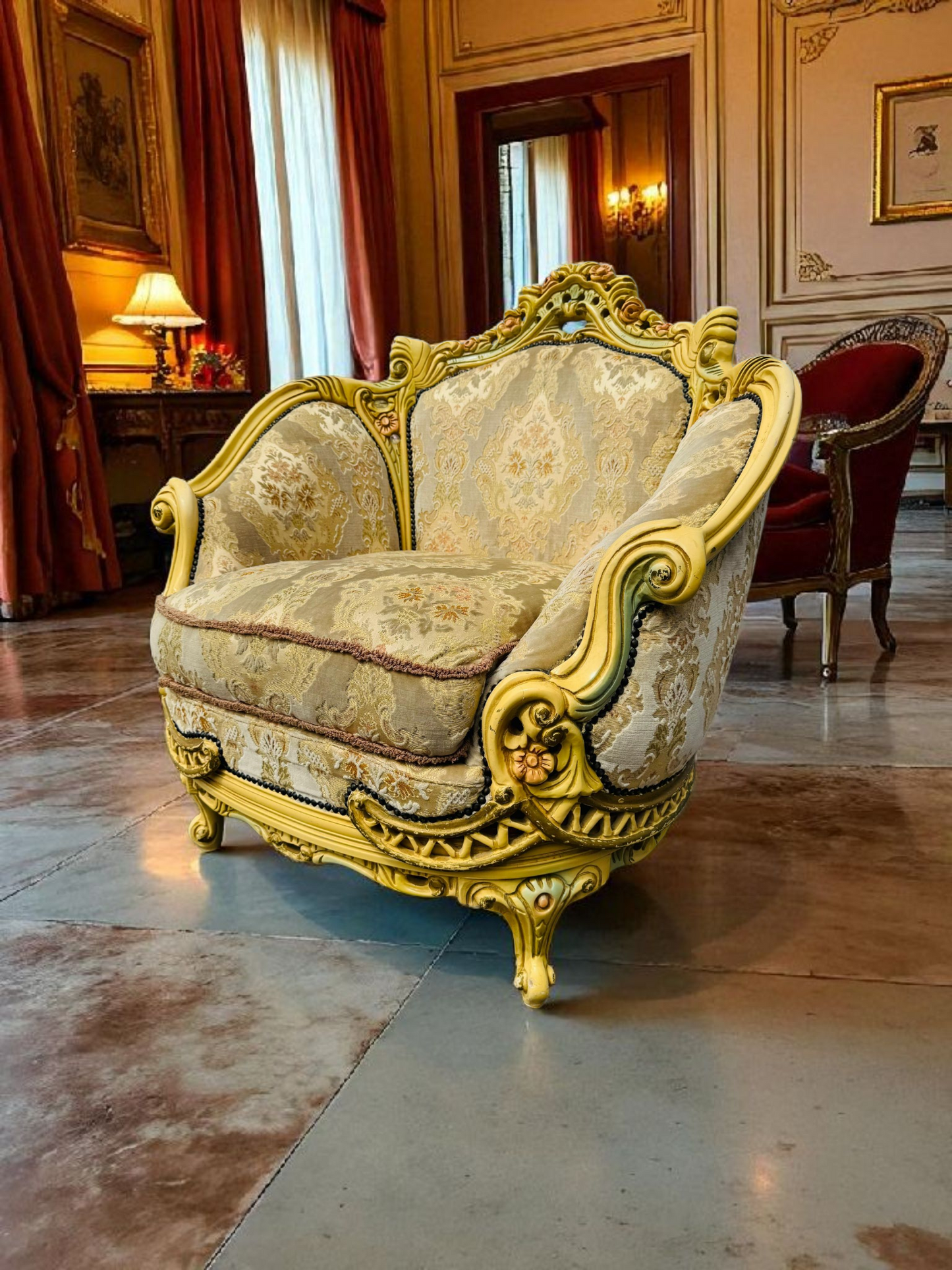 🎩 Conjunto de Recibidor Rococó Italiano – 3 Piezas de Distinción y Arte 🏛️