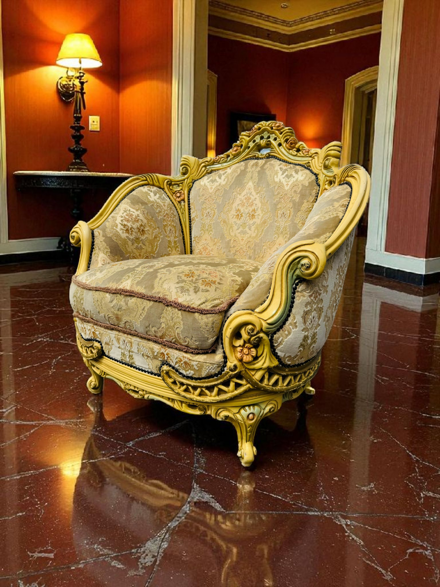 🎩 Conjunto de Recibidor Rococó Italiano – 3 Piezas de Distinción y Arte 🏛️
