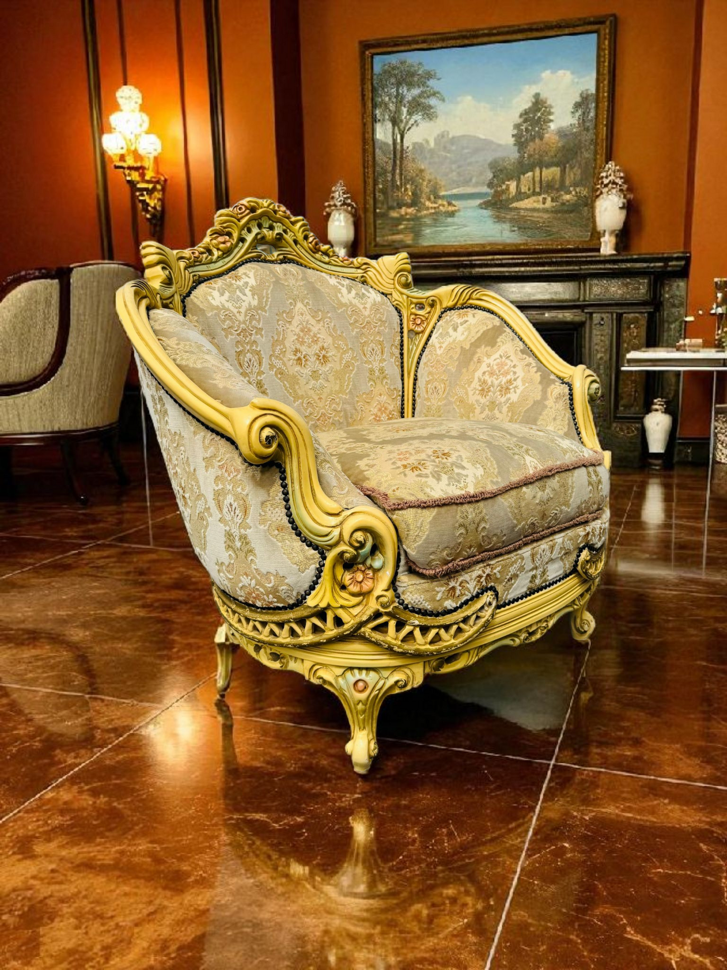 🎩 Conjunto de Recibidor Rococó Italiano – 3 Piezas de Distinción y Arte 🏛️