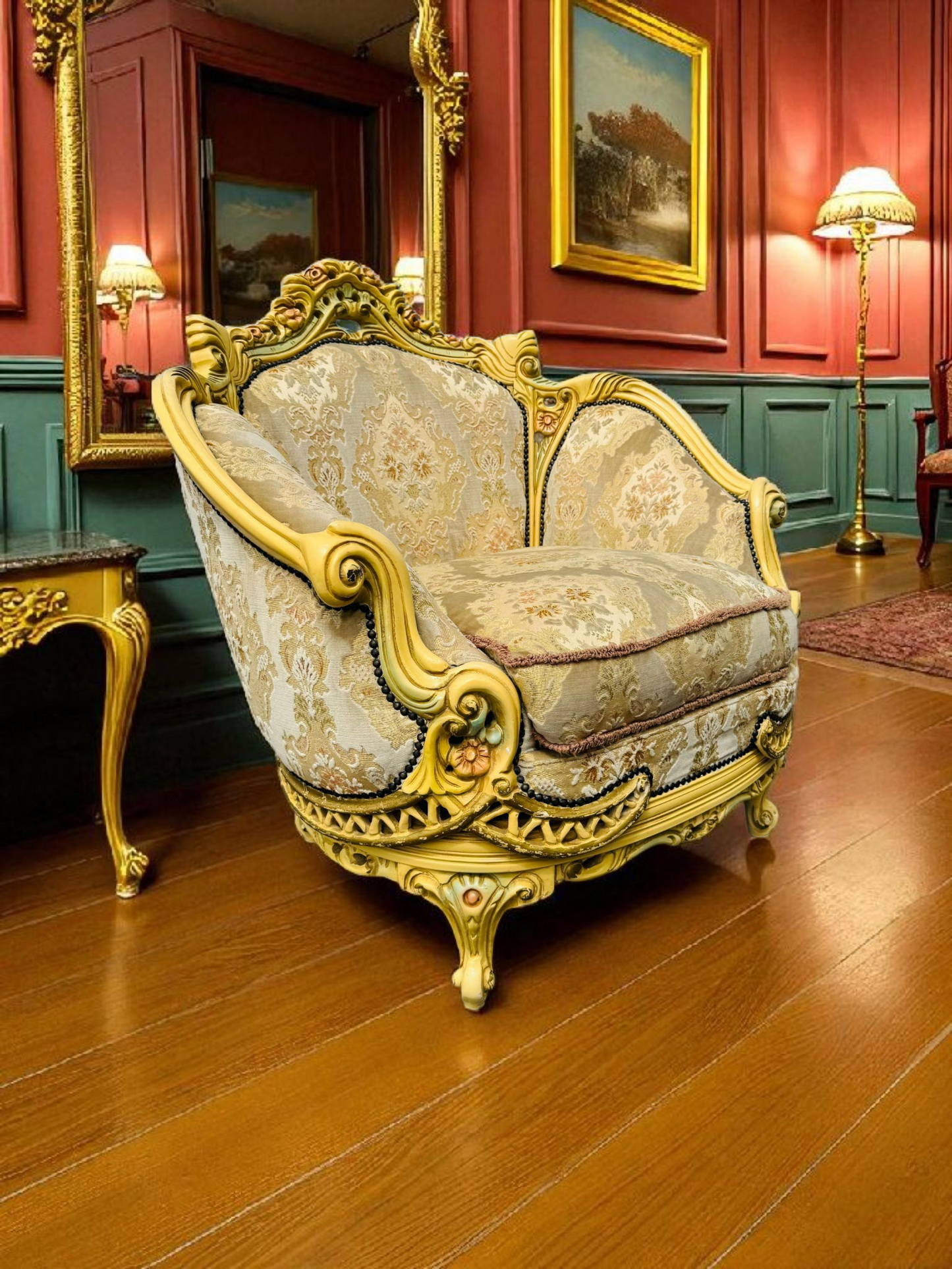 🎩 Conjunto de Recibidor Rococó Italiano – 3 Piezas de Distinción y Arte 🏛️