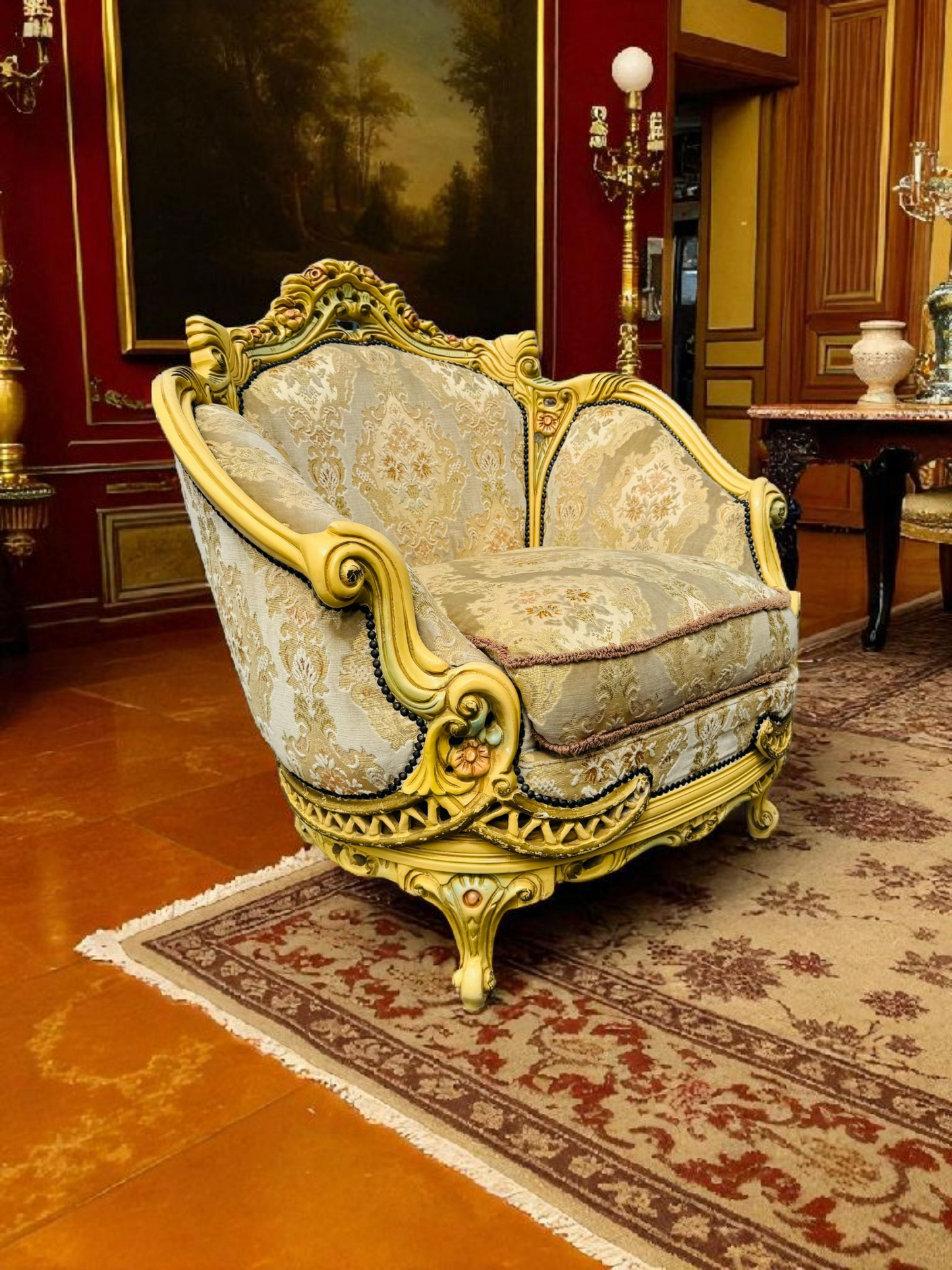 🎩 Conjunto de Recibidor Rococó Italiano – 3 Piezas de Distinción y Arte 🏛️