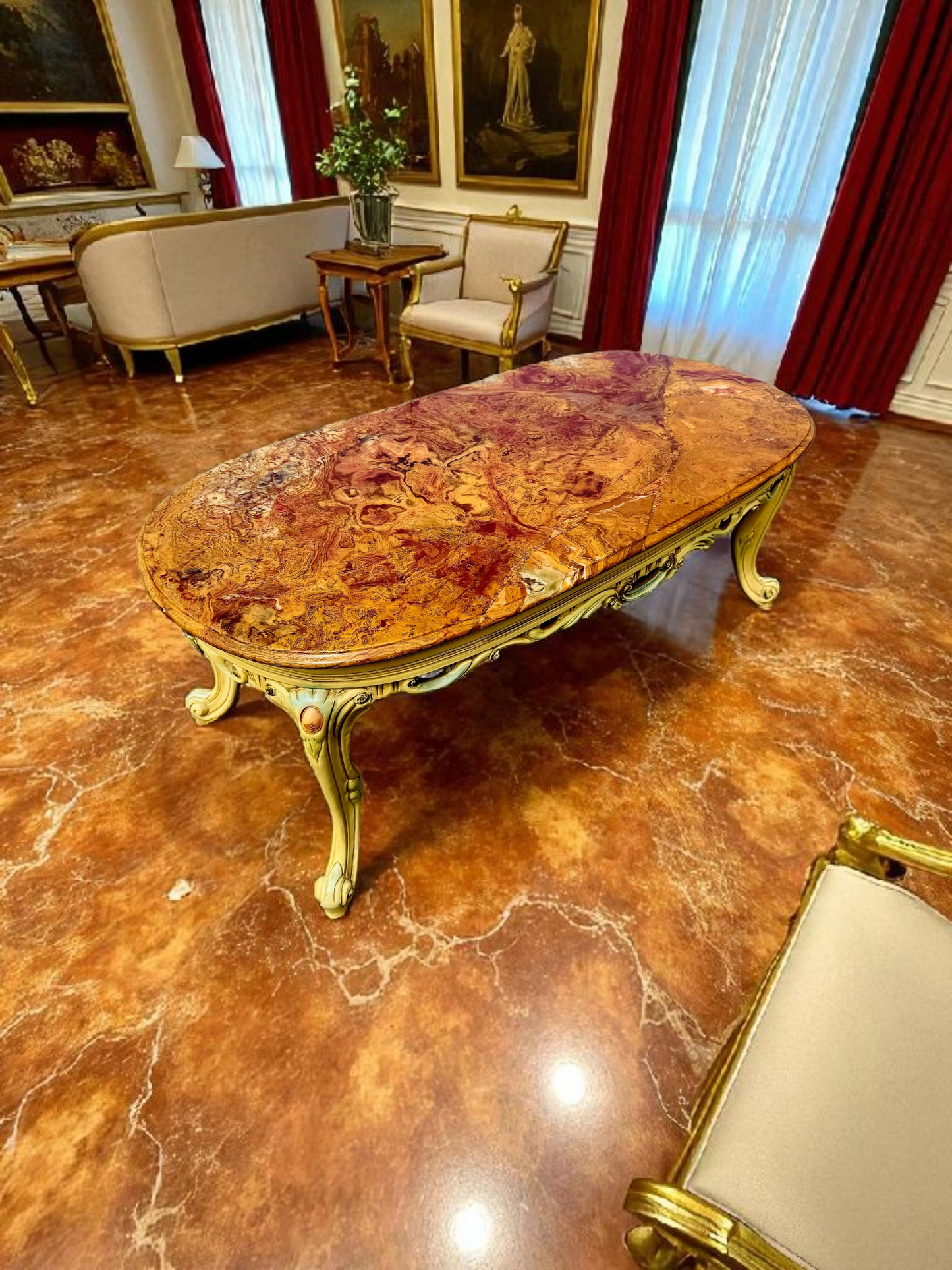 🎩 Conjunto de Recibidor Rococó Italiano – 3 Piezas de Distinción y Arte 🏛️