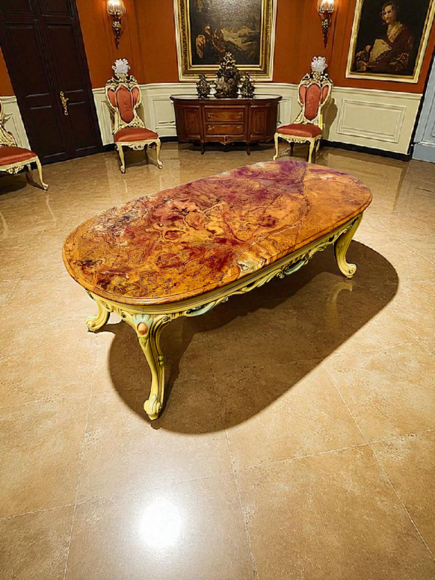 🎩 Conjunto de Recibidor Rococó Italiano – 3 Piezas de Distinción y Arte 🏛️