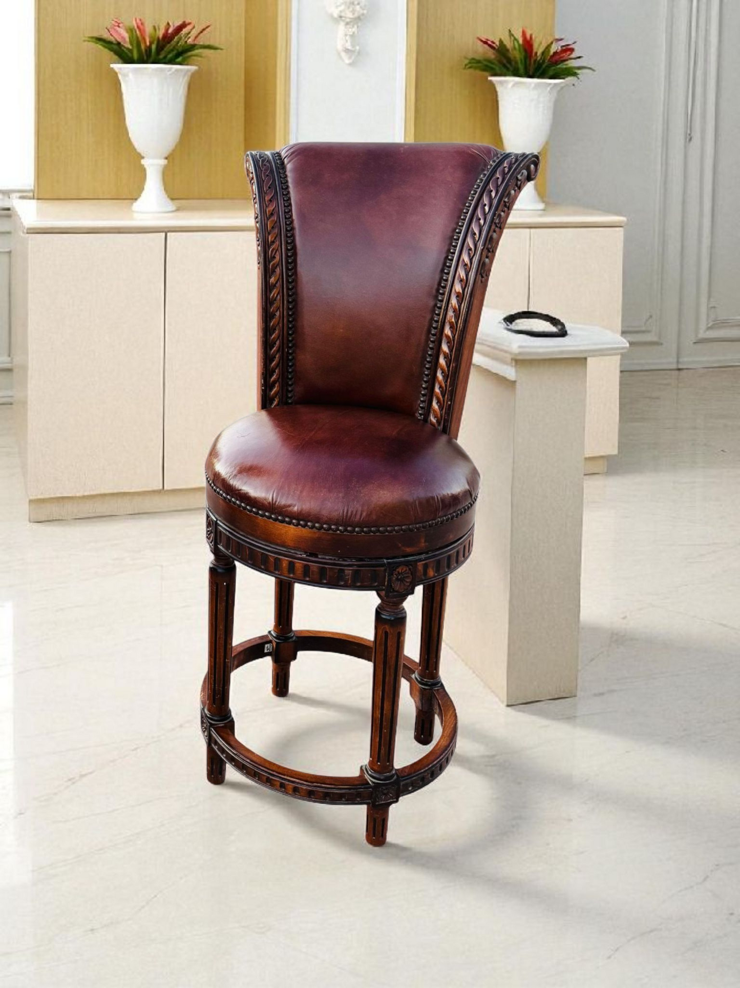 🪑🪑🪑🪑 Juego de 4 Bancos Vintage Giratorios De Madera 🪑🪑🪑🪑