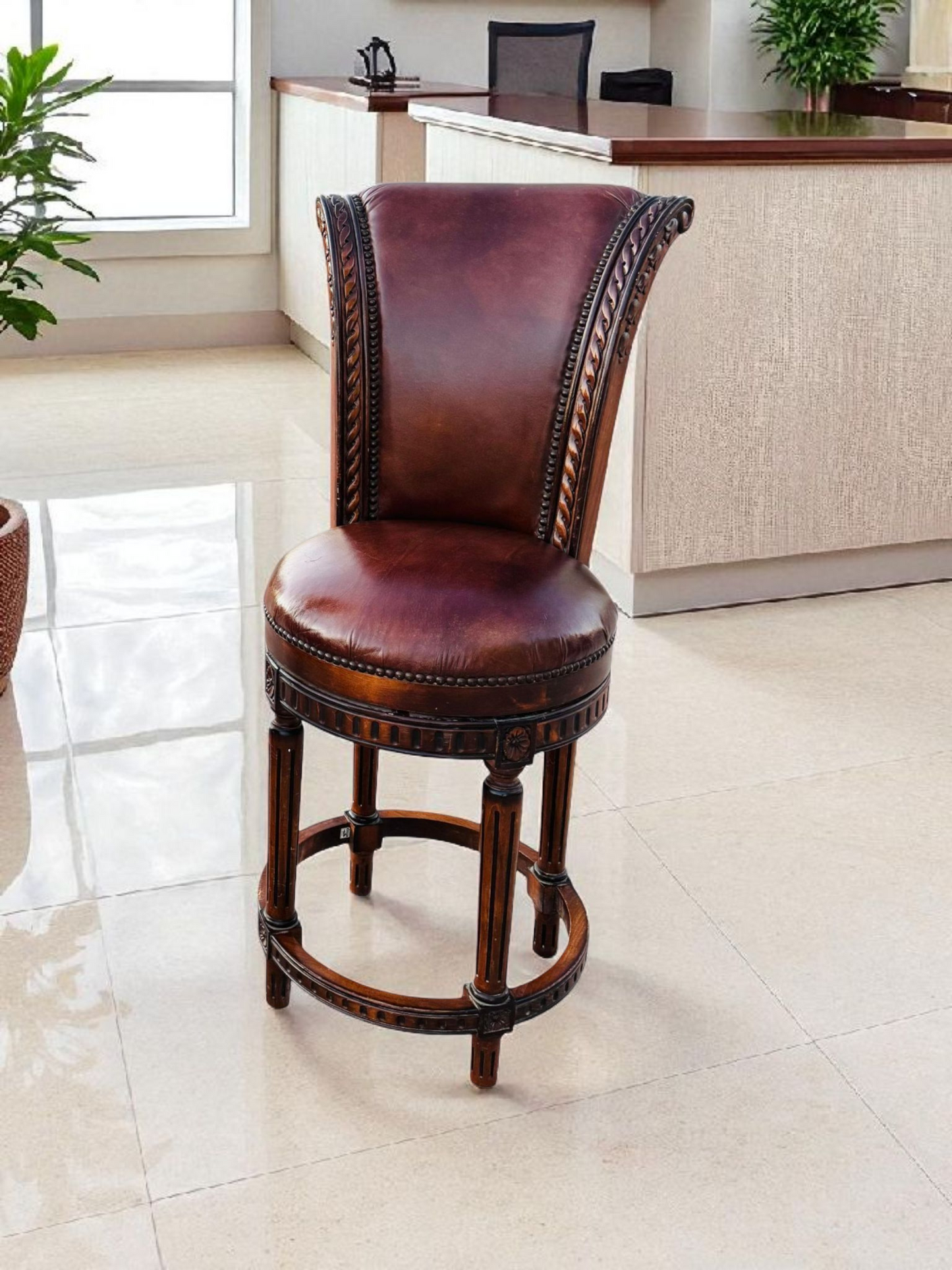 🪑🪑🪑🪑 Juego de 4 Bancos Vintage Giratorios De Madera 🪑🪑🪑🪑