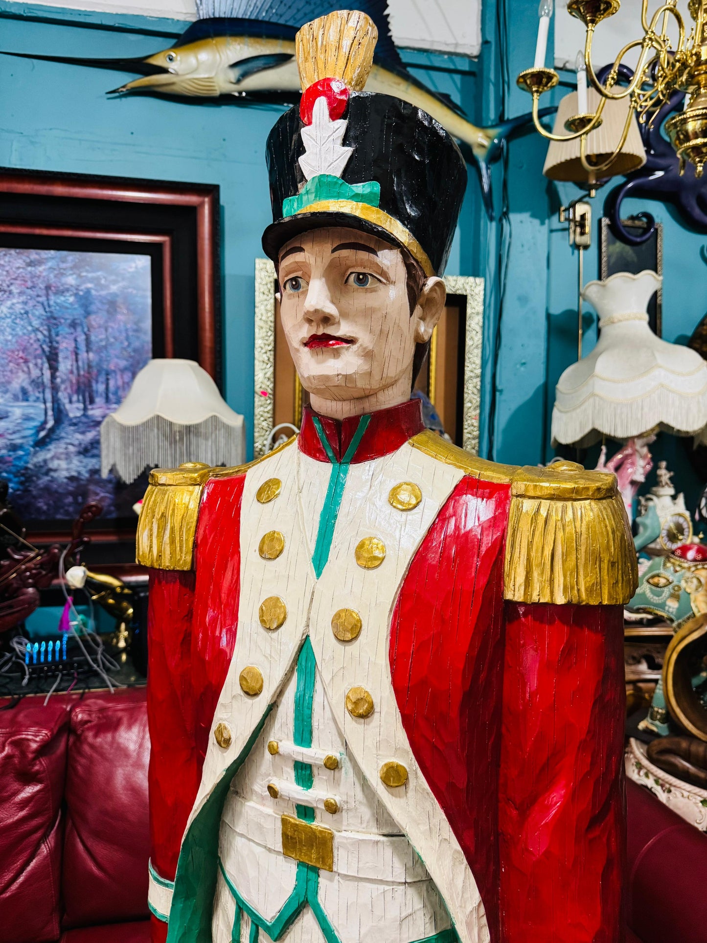 🎄❄️🎄 Soldados Navideños Nutcracker – Par Monumental en Resina Fundida Pintados a Mano 🎄❄️🎅