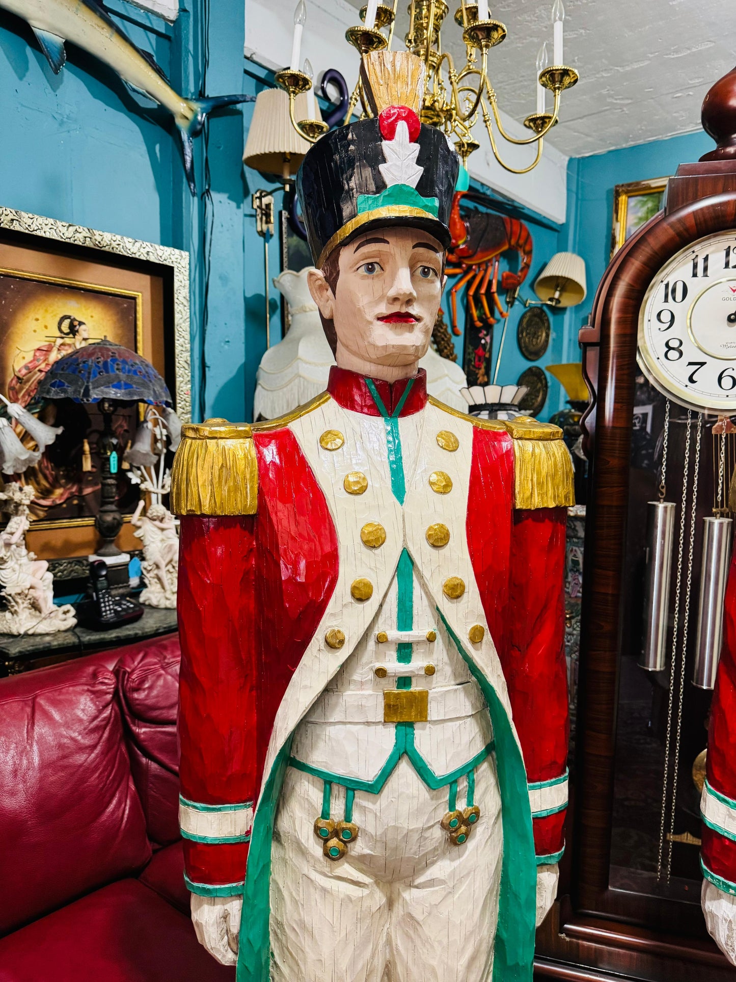 🎄❄️🎄 Soldados Navideños Nutcracker – Par Monumental en Resina Fundida Pintados a Mano 🎄❄️🎅