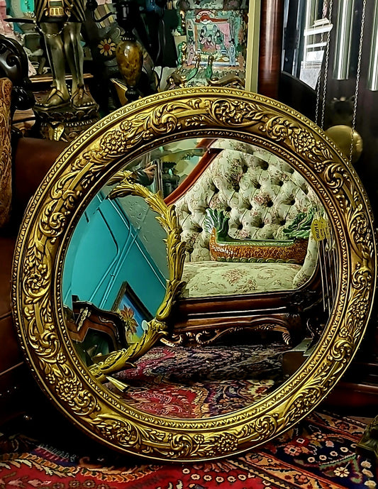 🌟 Espejo Redondo con Marco Dorado🌟