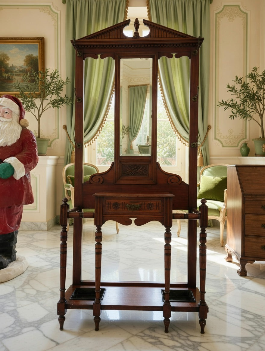 🪞🏛️ Perchero de Madera con Espejo