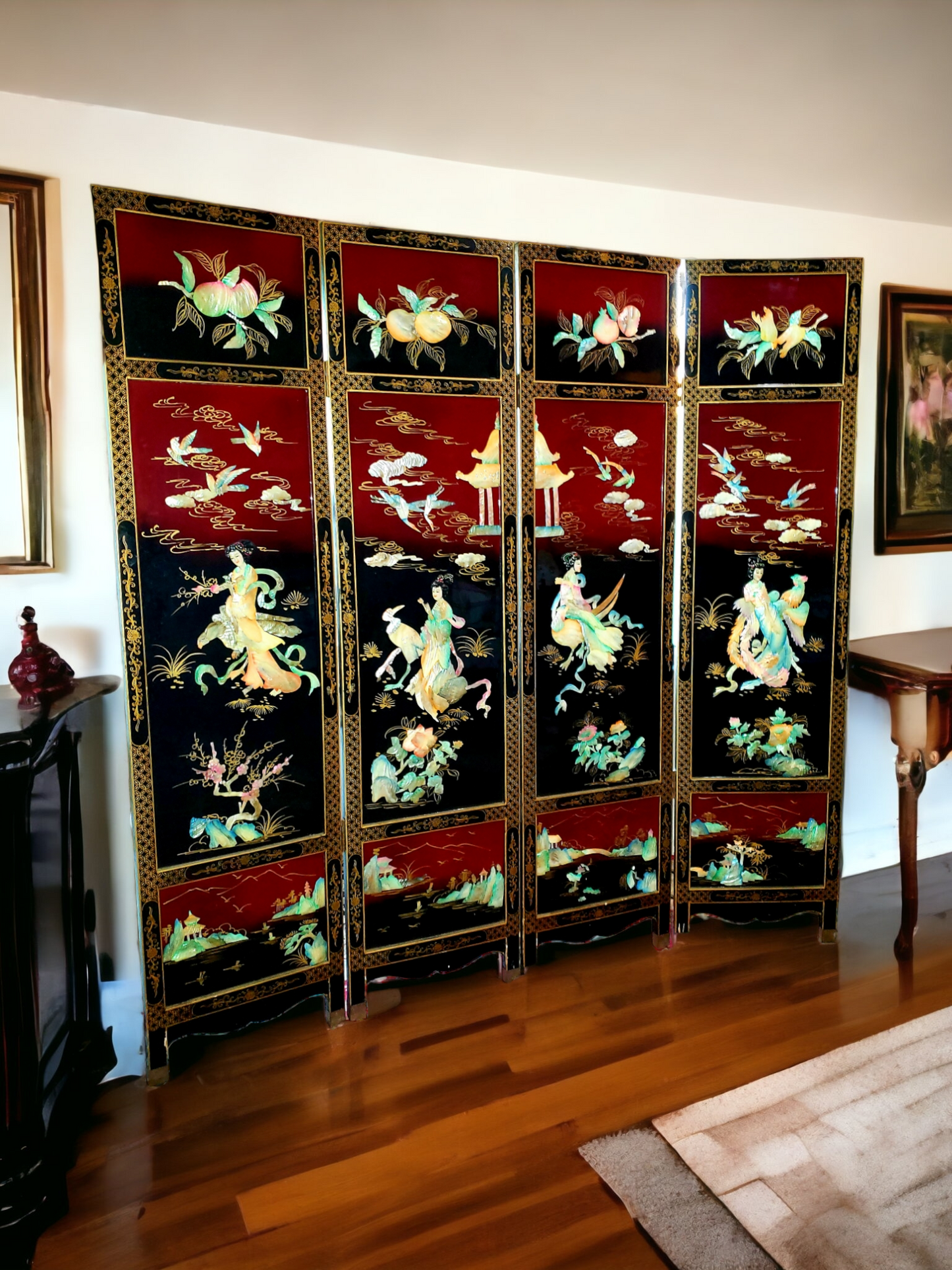 ✨Biombo Exclusivo de 4 Paneles✨ Descubre la Elegancia del Oriente
