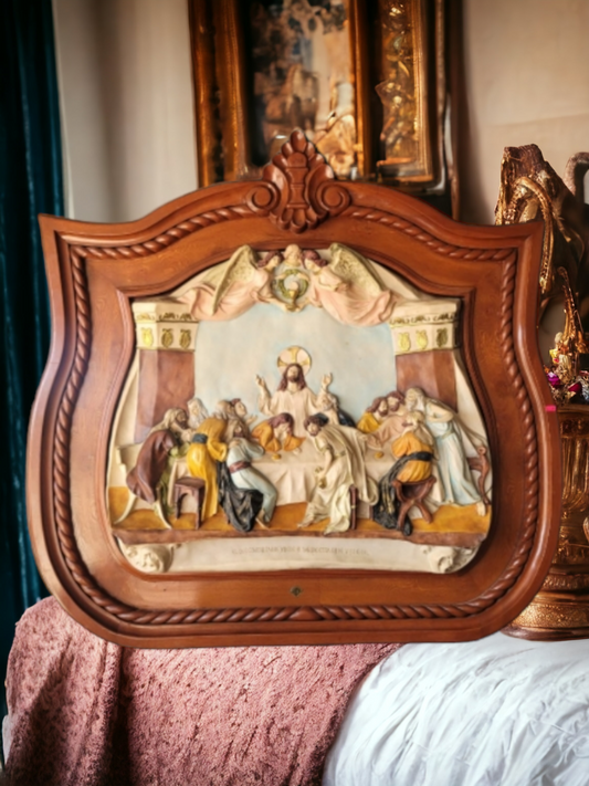 ✨Cuadro de La Ultima Cena con Elegante Marco de Caoba✨