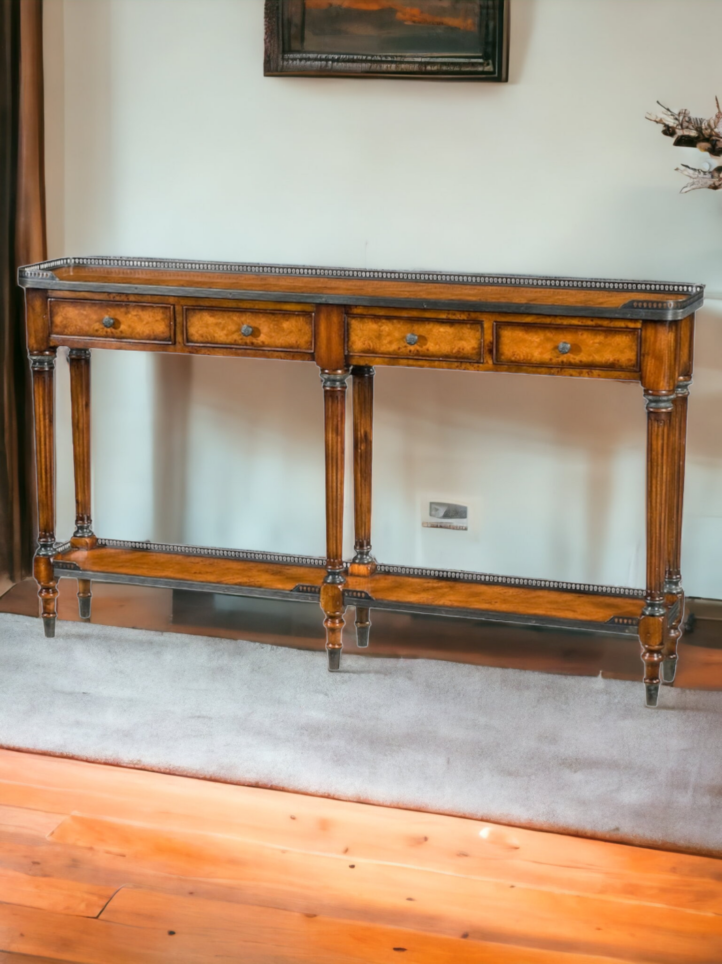 🍀Credenza de madera con chapa de nudo y acacia - Theodore Alexander Narrow Console Table🍀