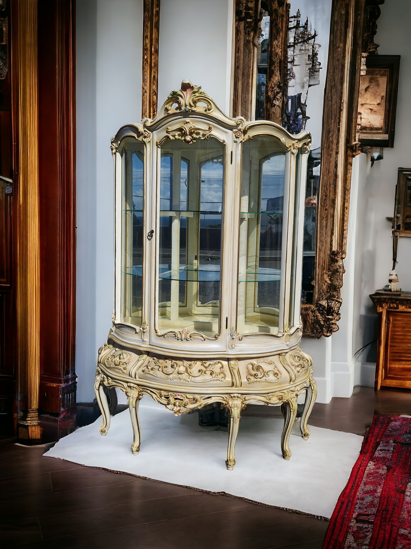 🏰🇮🇹 ¡Vitrina Italiana Rococó, Disponible en Rosarito Antiques! 🇮🇹🏰