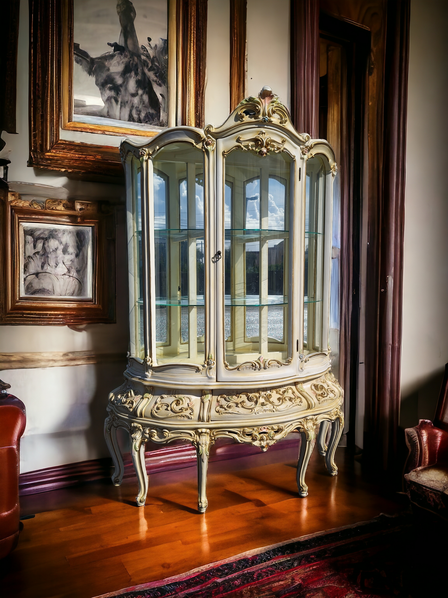 🏰🇮🇹 ¡Vitrina Italiana Rococó, Disponible en Rosarito Antiques! 🇮🇹🏰