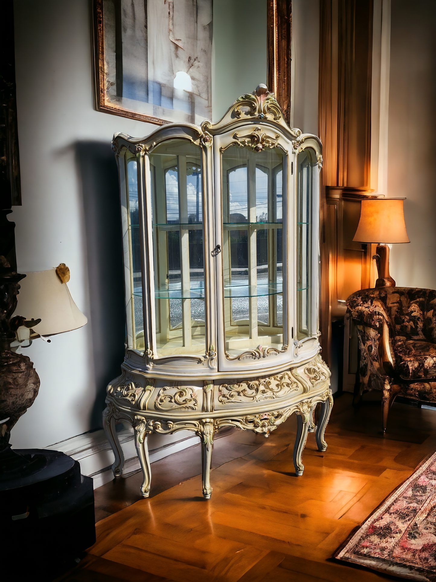 🏰🇮🇹 ¡Vitrina Italiana Rococó, Disponible en Rosarito Antiques! 🇮🇹🏰