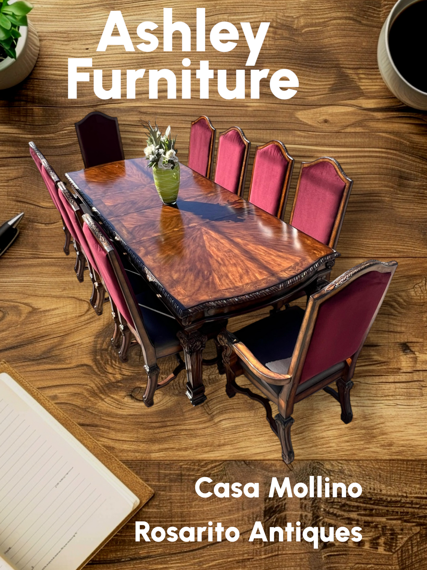 🍽️🏡 Comedor De 10 Sillas, Modelo Casa Mollino de Ashley Furniture 🏡🍽️