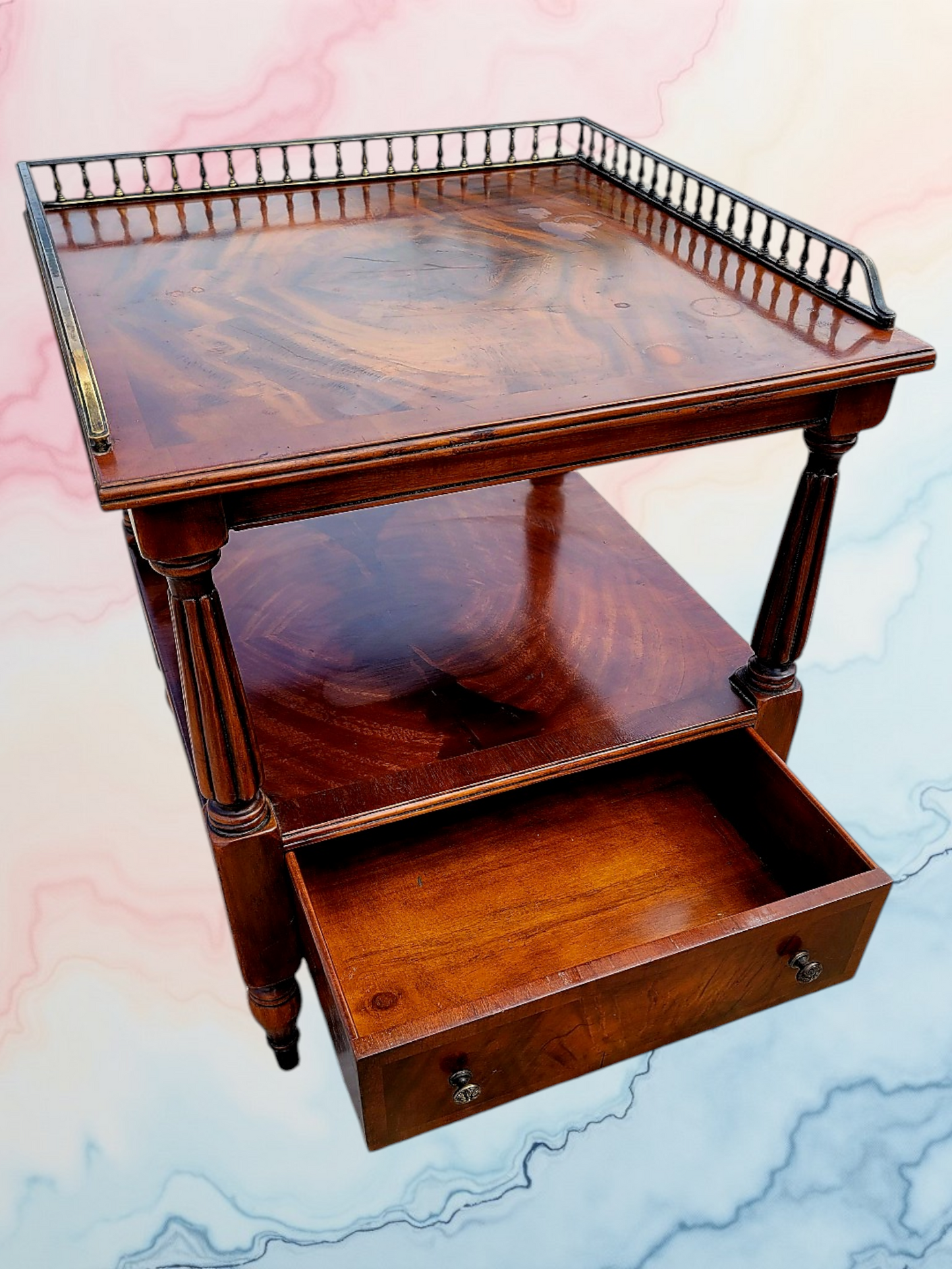 ✨Mesa Auxiliar de Caoba Mid-century Hollywood Regency✨