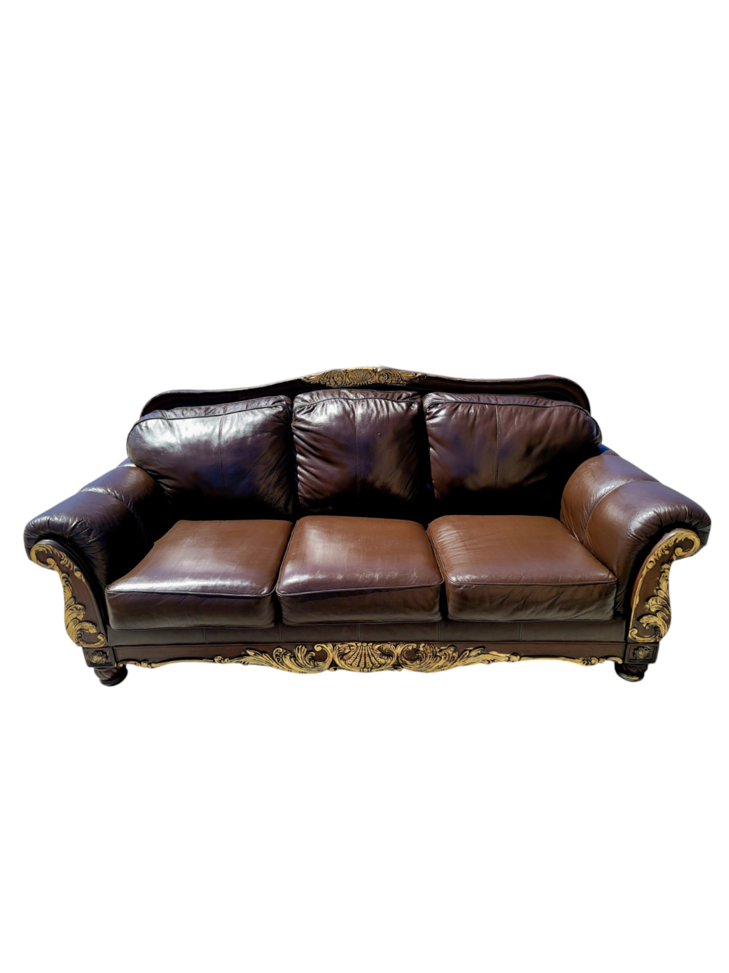🛋️ 🌟 ¡Liquidacion Sala Tradicional De Piel De 3 Piezas, Con Marco De Madera! 🌟🛋️