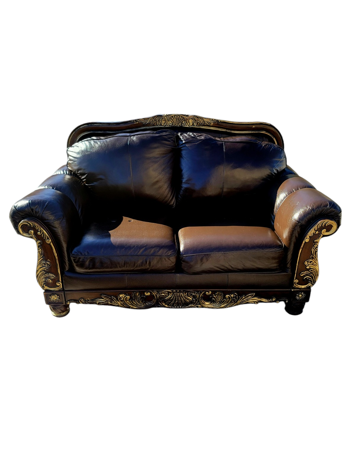🛋️ 🌟 ¡Liquidacion Sala Tradicional De Piel De 3 Piezas, Con Marco De Madera! 🌟🛋️