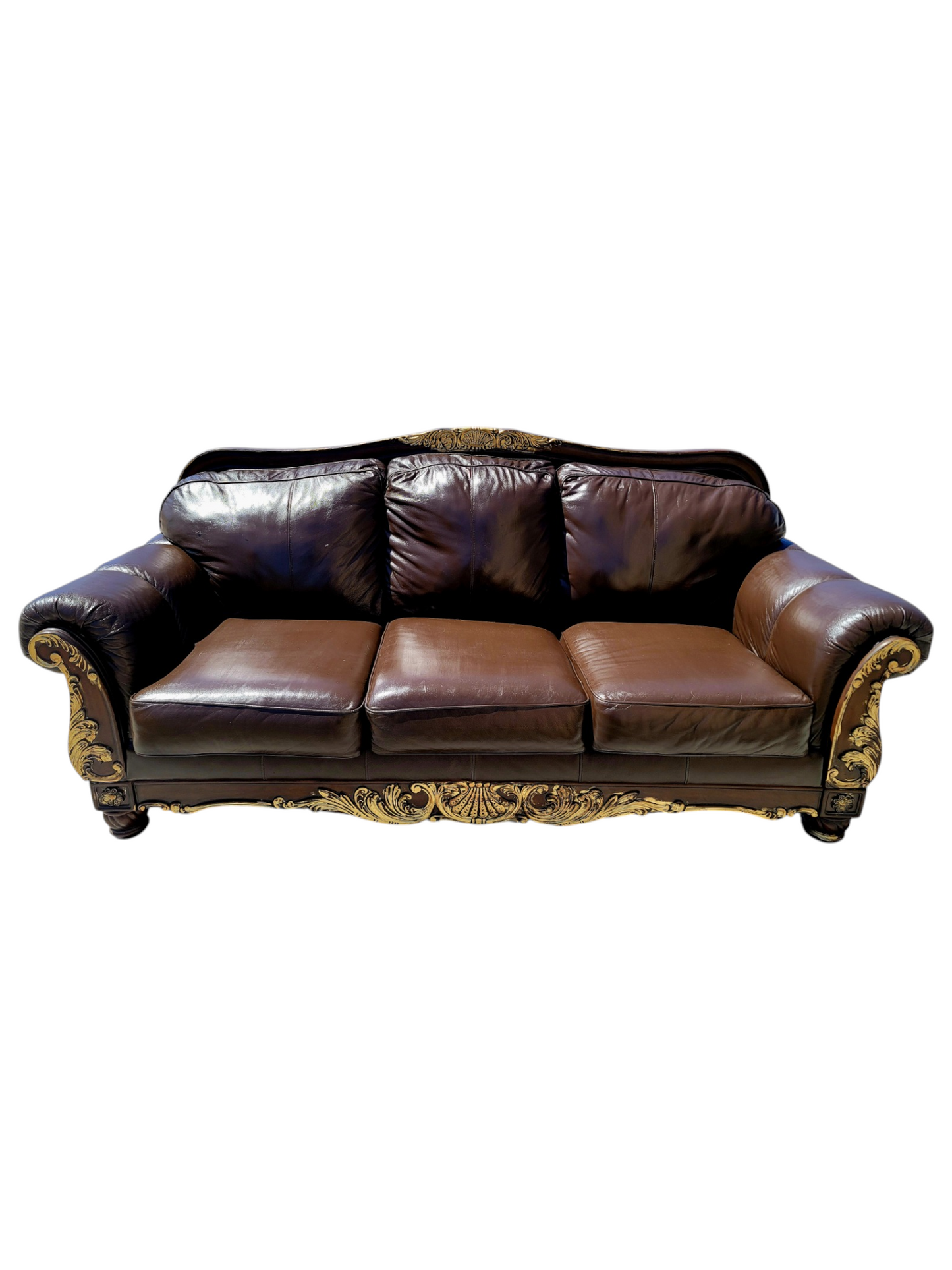 🛋️ 🌟 ¡Liquidacion Sala Tradicional De Piel De 3 Piezas, Con Marco De Madera! 🌟🛋️