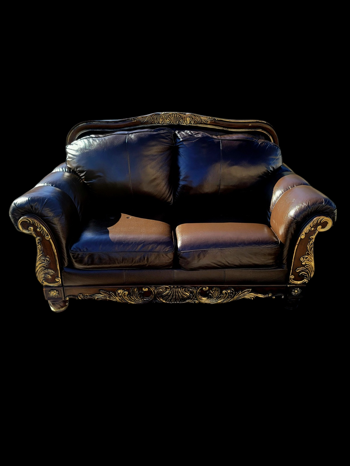 🛋️ 🌟 ¡Liquidacion Sala Tradicional De Piel De 3 Piezas, Con Marco De Madera! 🌟🛋️