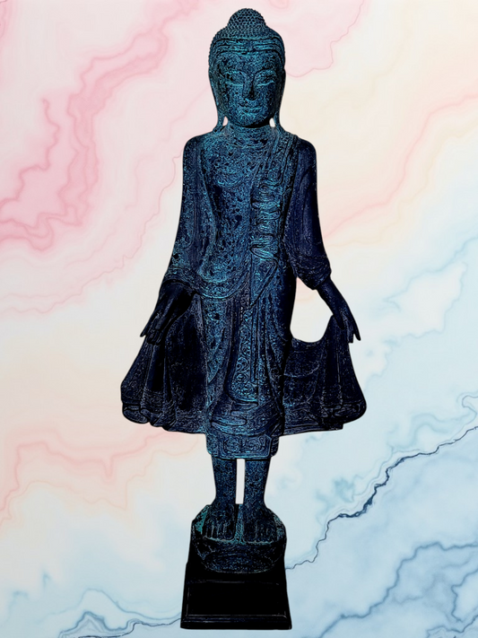 🧘✨🌿 Oriental Buddha Sculpture Carved in Wood 🧘✨🌿