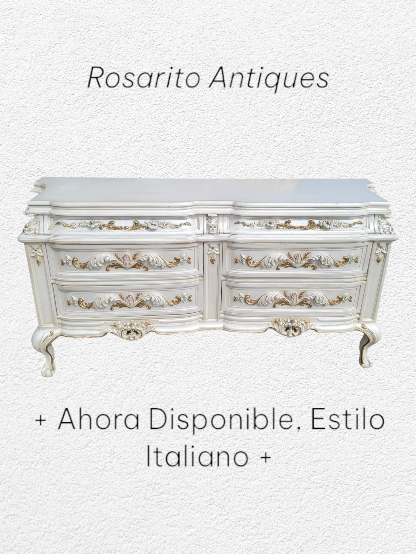 ⚜️✨Vintage Pearl Colored Chest of Drawers with Old Gold Details ✨️⚜️