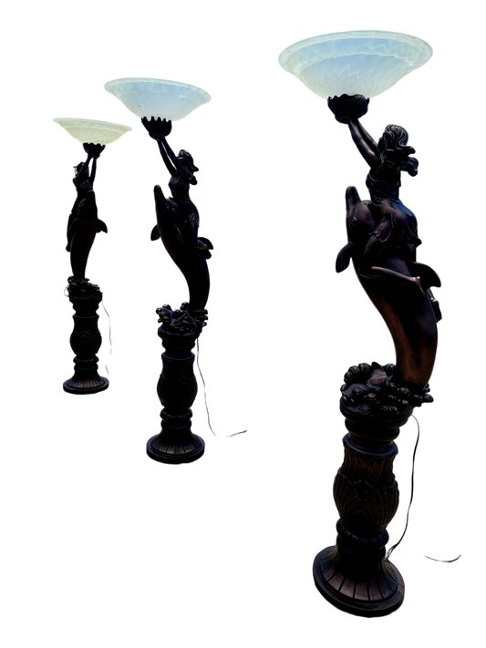 ✨🐬 🌟 Tall Lamp with Dolphin and Woman Sculpture✨🐬 Available only at Rosarito Antiques!🛍️