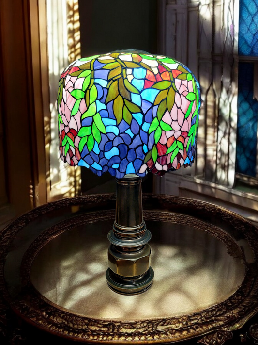 🌟Tiffany Wisteria Lamp with Elegant Bronze Vase and Opal Glass🌟
